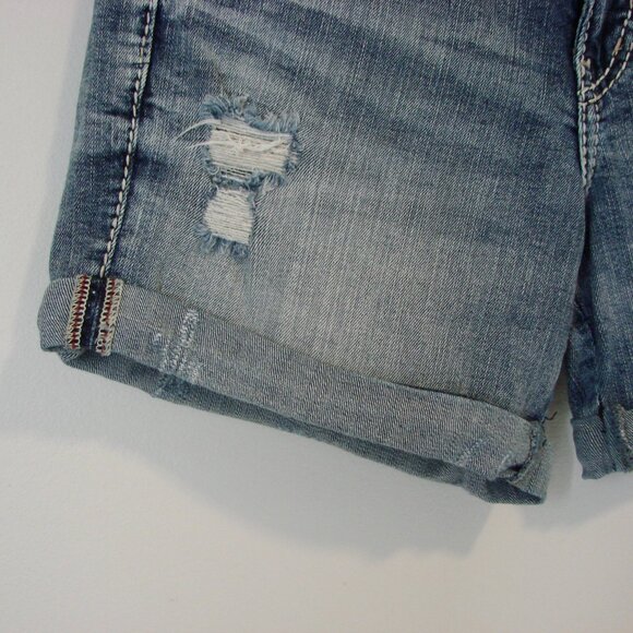 Silver Jeans Sam Jean Short Cuffed Distressed High Rise Size 26 4.5" Inseam - Picture 9 of 14